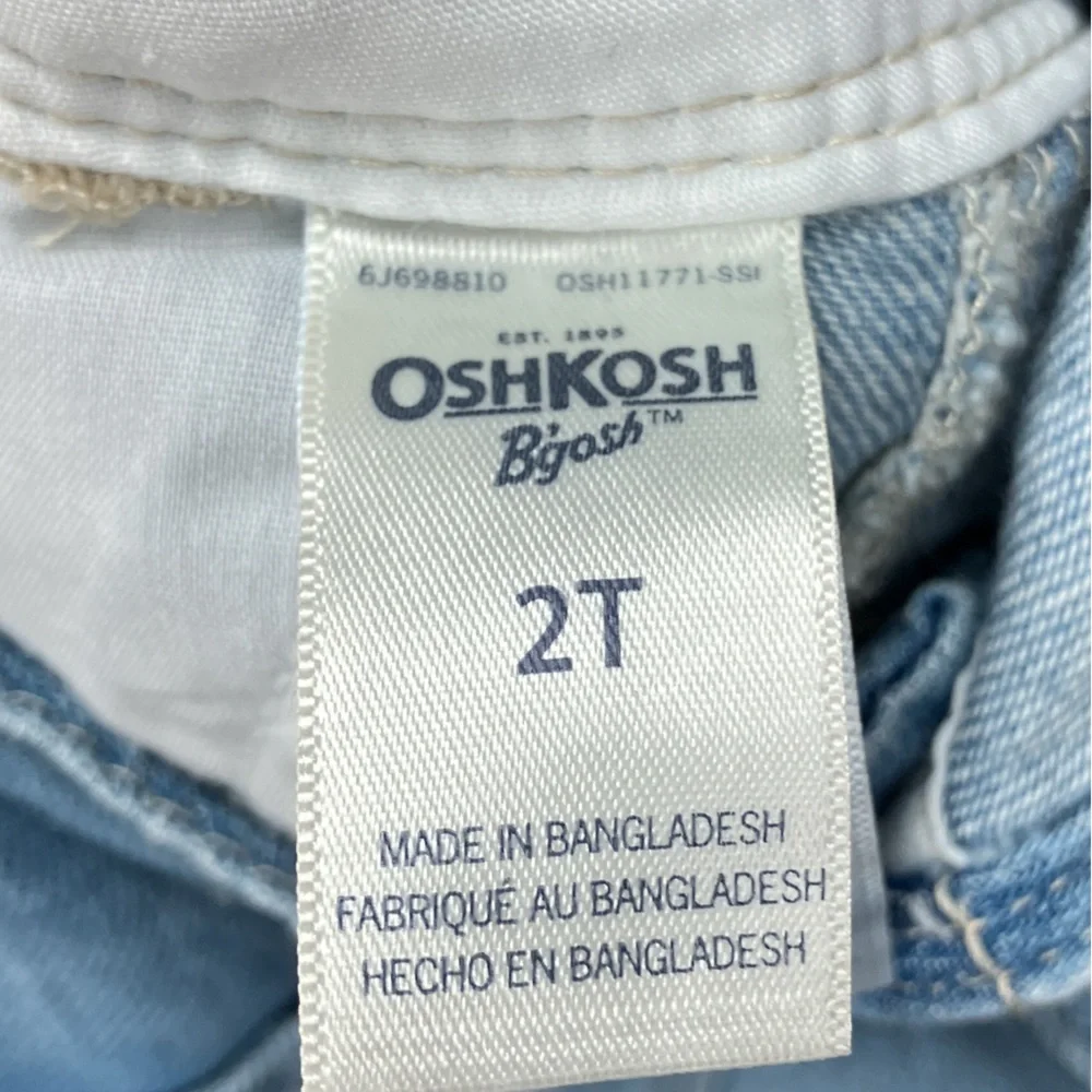 OshKosh B'gosh Vestback Patchwork Bib Toddler Denim Overalls Blue Size 2T Casual